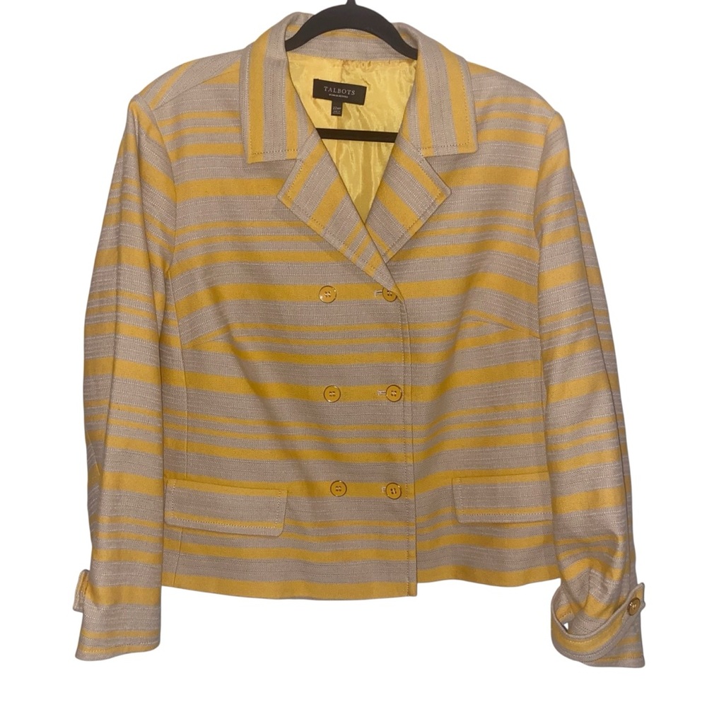 Talbots Blazer Womens Plus Size 22 Petite Linen Blend Double Breasted Jacket